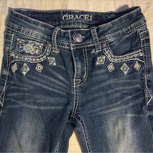 Grace in LA Embellished Blue Kids Jeans